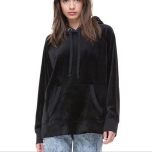 y2K Juicy Couture Velour Hooded Pullover Velvet Black Sweatshirt Hoodie Size S